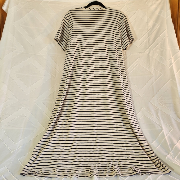 Lands End 1X Striped Short Sleeve Dress - Picture 4 of 11